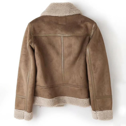 Macie - Leather jacket with sherpa lining