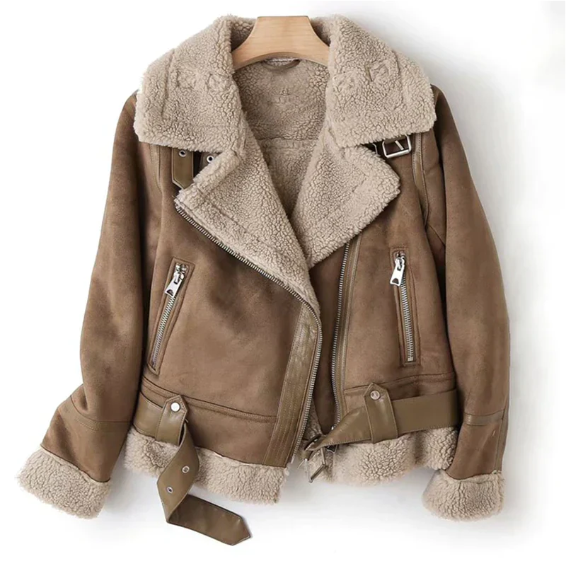 Macie - Leather jacket with sherpa lining