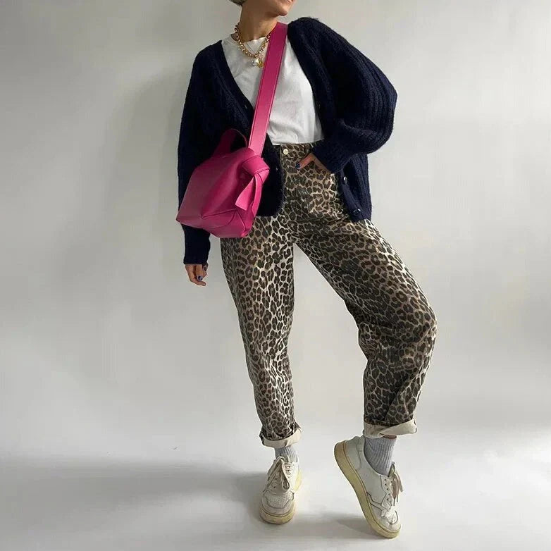 Bonnie - Vintage leopard print jeans