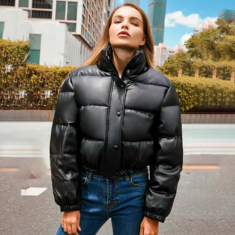 Benicia - Water-resistant Leather Puffer Jacket