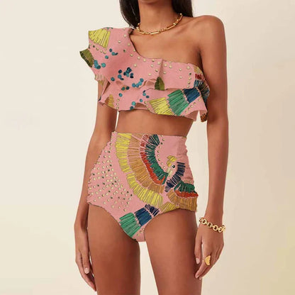 Bea - One-shoulder Bikini Set with Ruffles