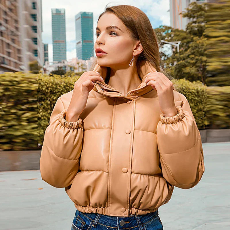 Benicia - Water-resistant Leather Puffer Jacket