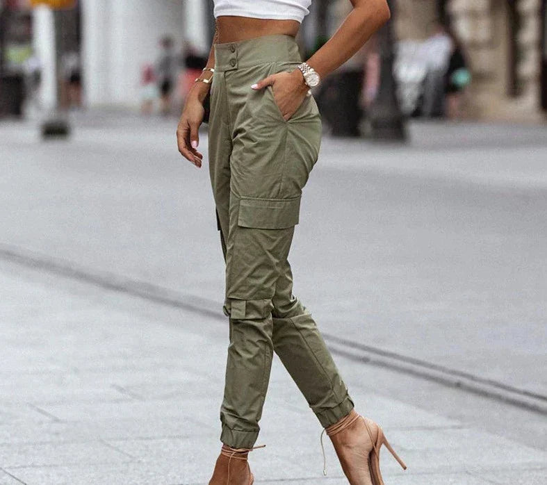 Vervaine – Stylish High Waist Cotton Cargo Pants