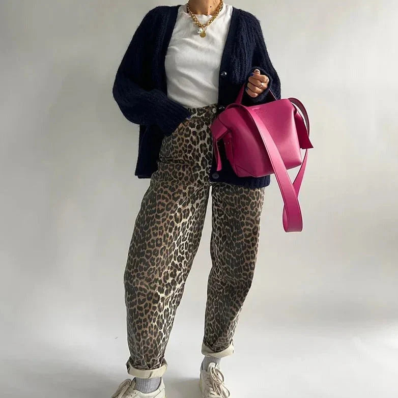 Bonnie - Vintage leopard print jeans