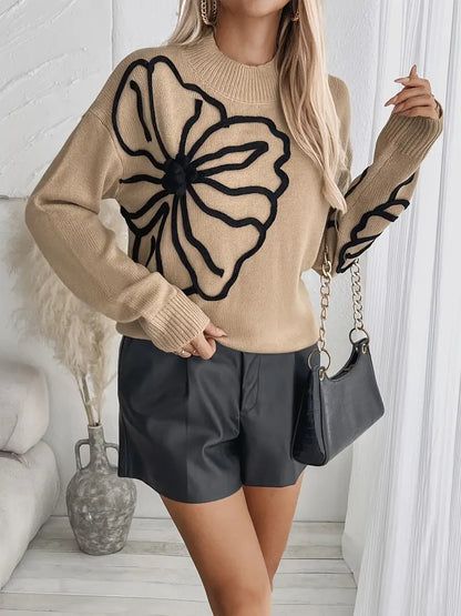 Kelsey – Knitted Floral Embroidery Sweater