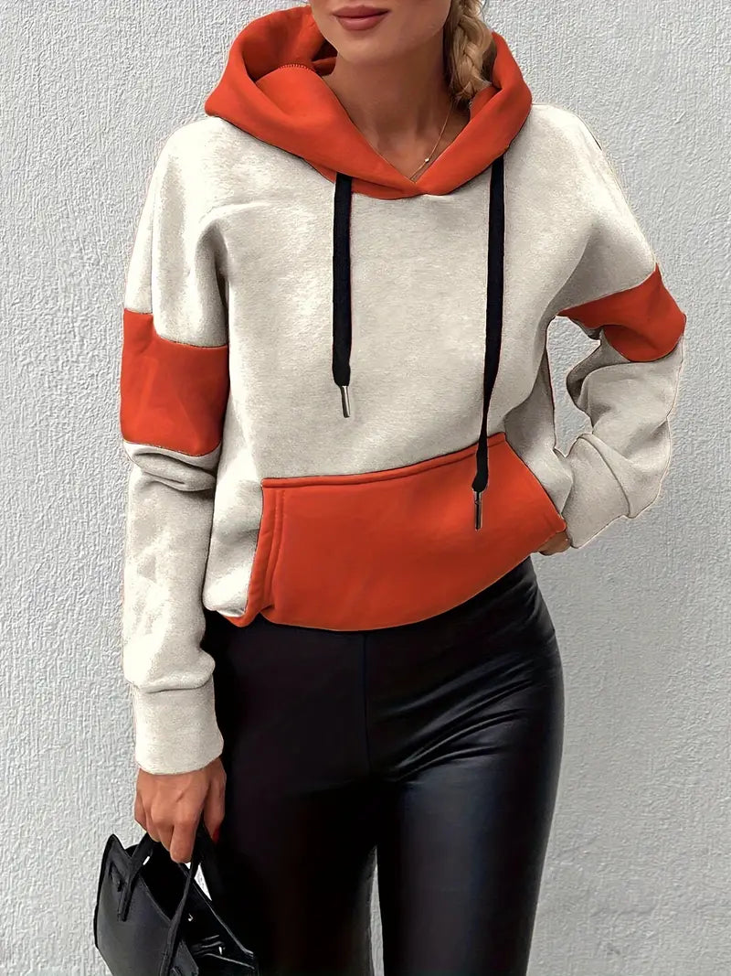 Adelmira – Trendy Cotton Color Block Hoodie