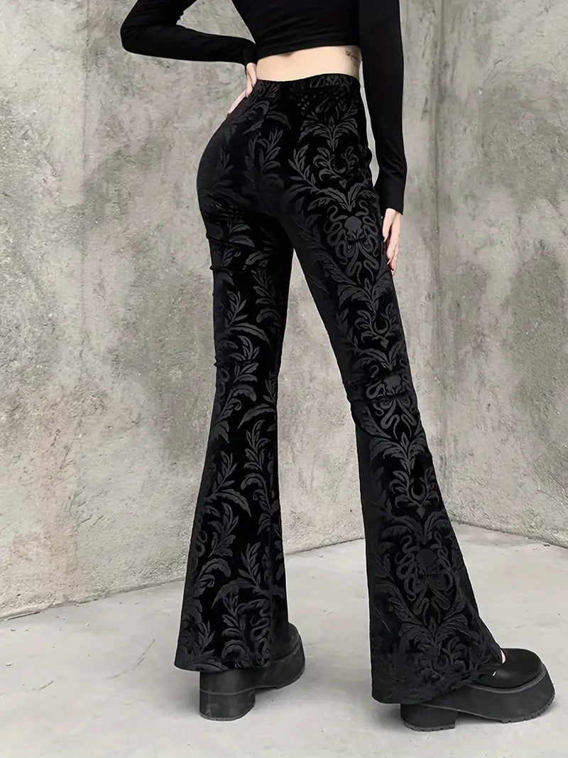 Lynna – High-waist Gothic Print Pants