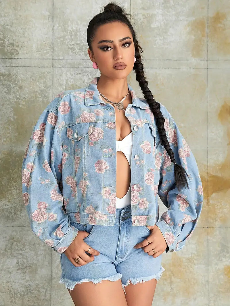 Moxie – Floral Denim Jacket