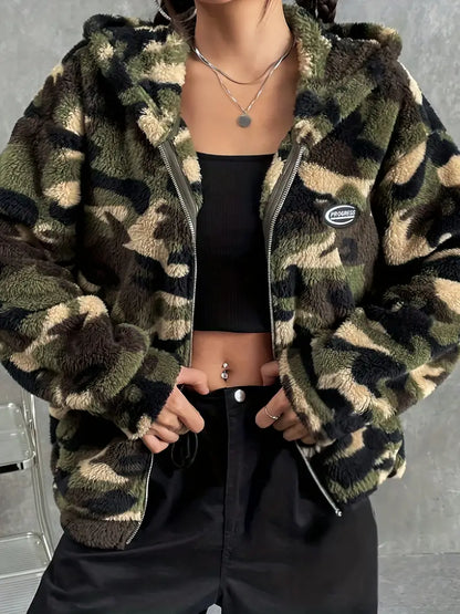 Kitty – Camouflage Print Fur Jacket