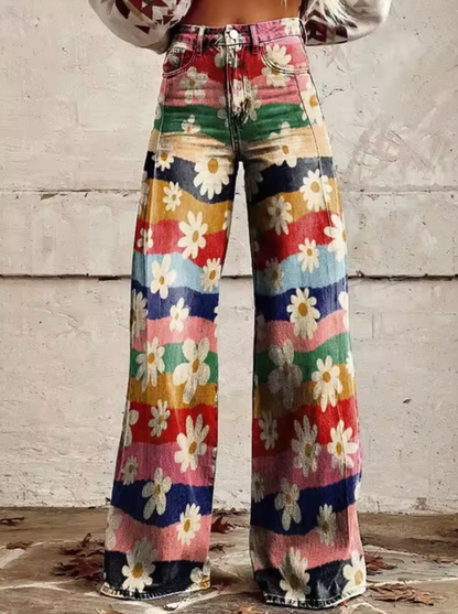 Anzhela – Wide Leg Pants with Colorful Print