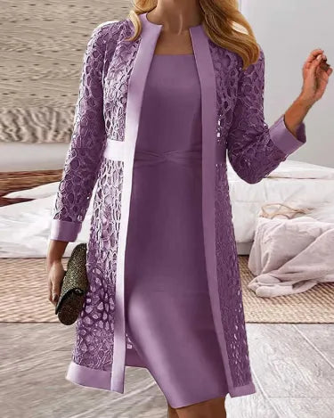 Lucy - Women's Lace Cardigan Dress Two Piece Set