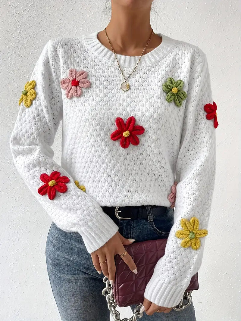 Shekaila – Knitted 3D Flower Sweater