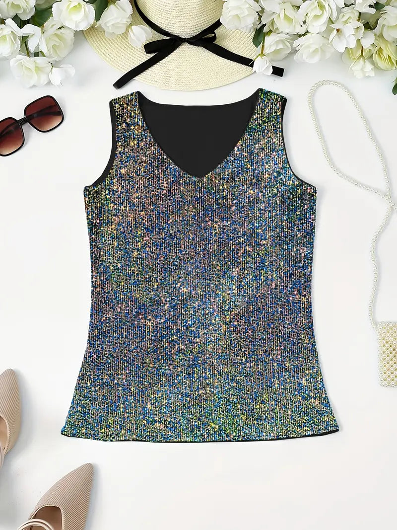 Uma – Elegant Sequined Sleeveless Top