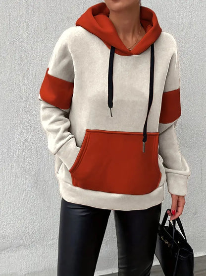 Adelmira – Trendy Cotton Color Block Hoodie