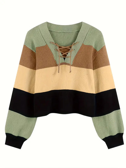 Aquila – Multicolored Cotton V-neck Sweater