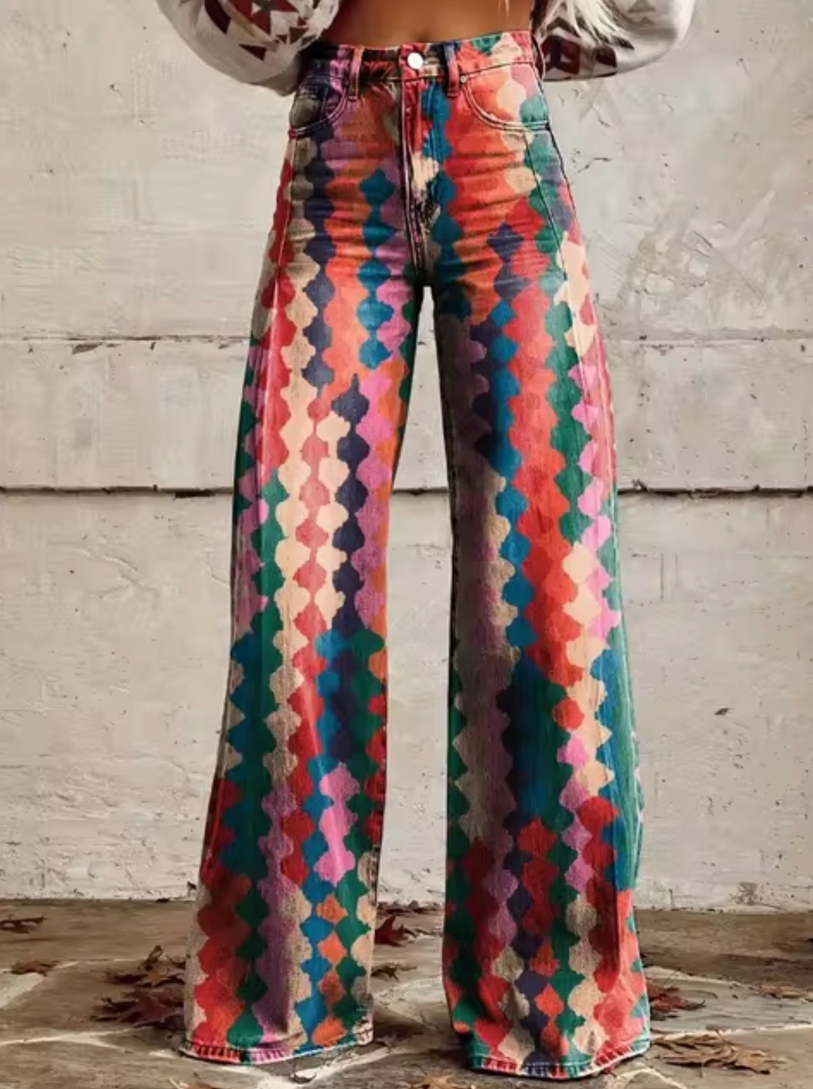 Anzhela – Wide Leg Pants with Colorful Print