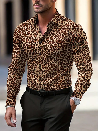 Anthony - Men's Graphic Print Leopard Print Shirt