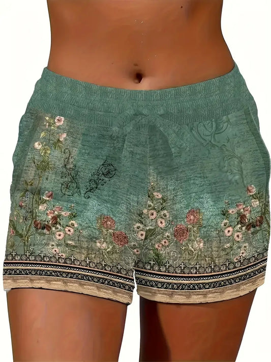 Miley – Bohemian Floral Drawstring Shorts