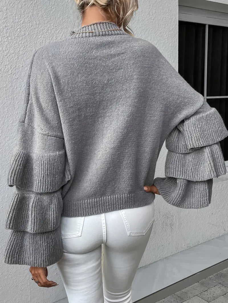 Lauri – Stylish Tiered Bell Sleeves Knitted Sweater