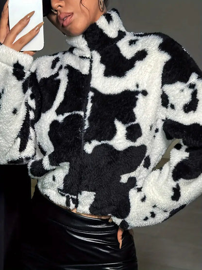 Shelby – Cow Print Fur Jacket