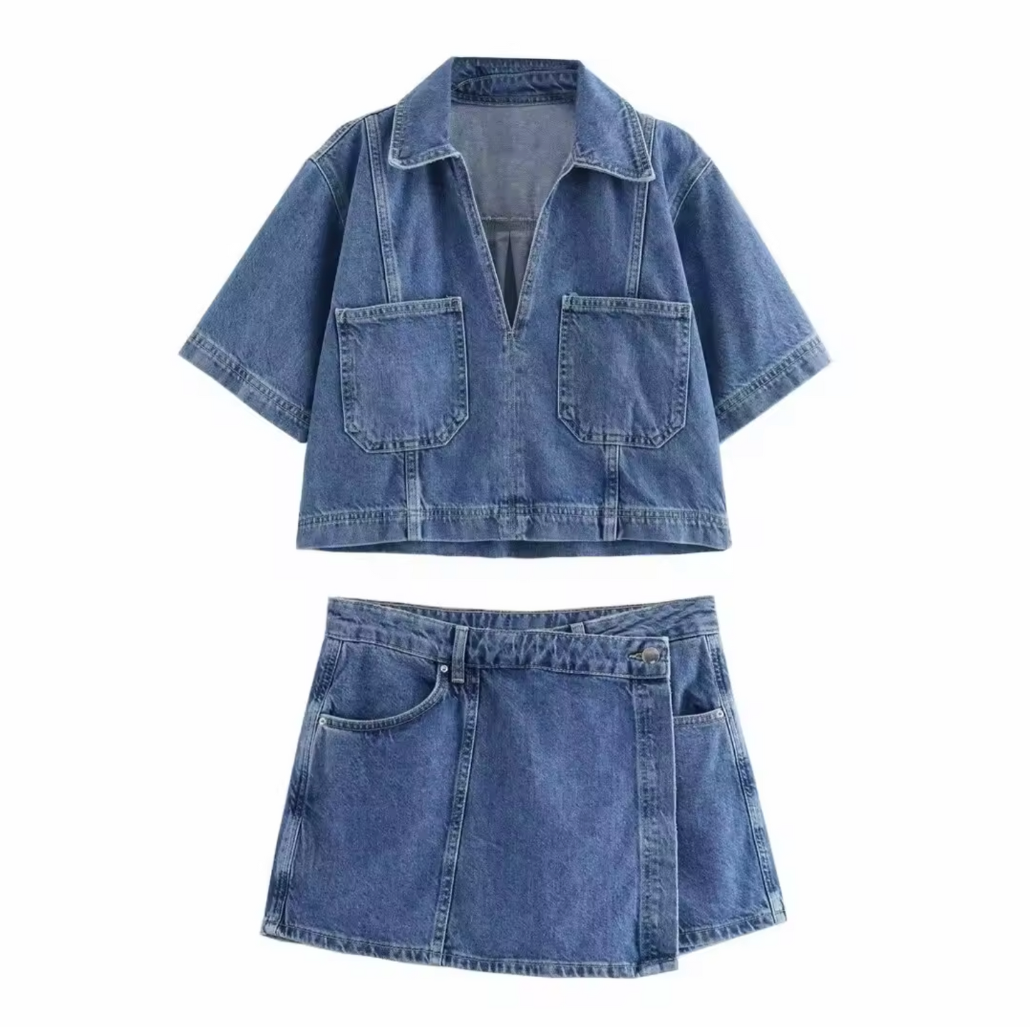 Sharlene – Casual Denim Shorts and Top Set