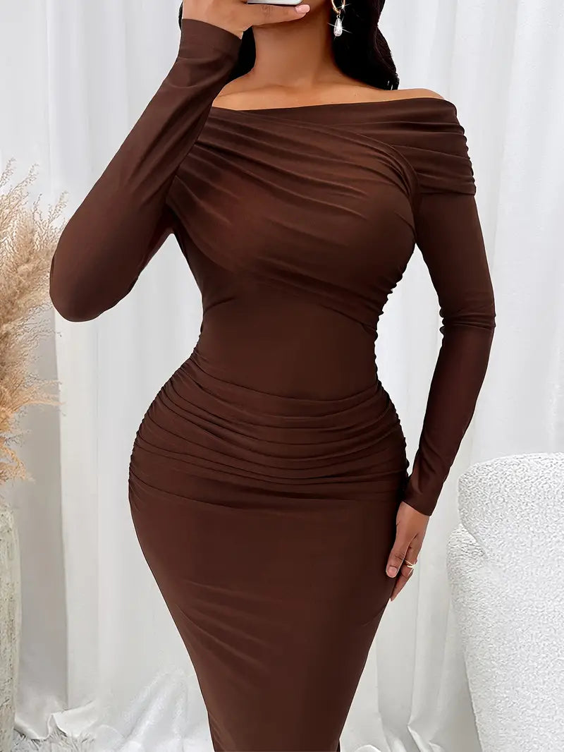 Tiana - Elegant Off-shoulder Body con Dress