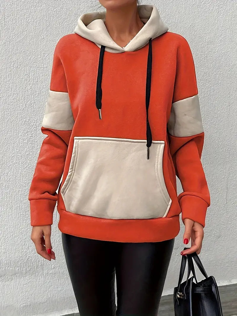 Adelmira – Trendy Cotton Color Block Hoodie