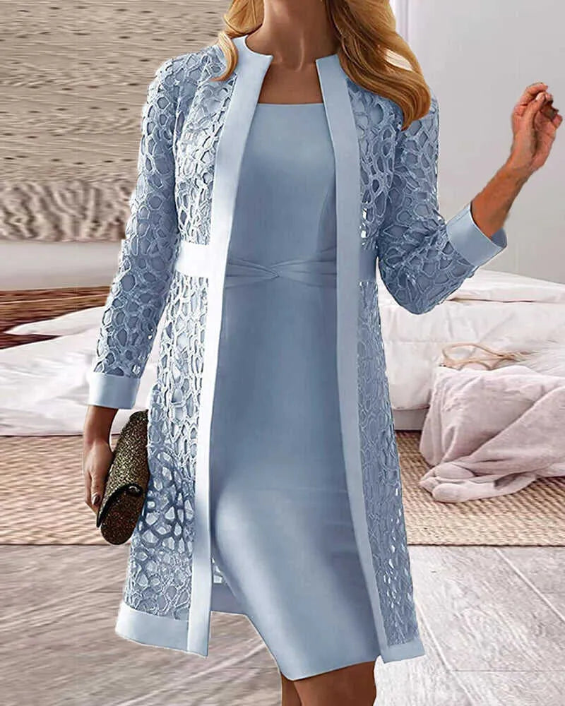 Lucy - Women's Lace Cardigan Dress Two Piece Set