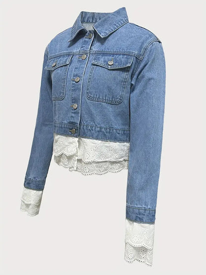 Sonnet – Cotton Denim Lace Jacket