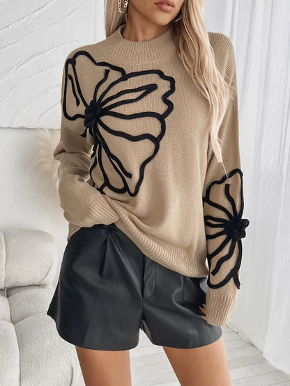 Kelsey – Knitted Floral Embroidery Sweater