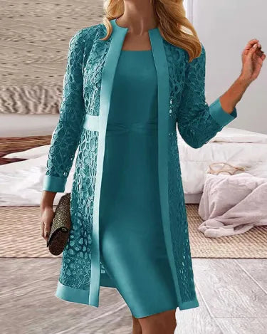 Lucy - Women's Lace Cardigan Dress Two Piece Set