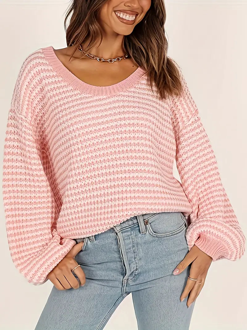 Elly - Knitted Puff Sleeves Sweater