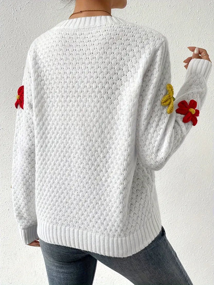 Shekaila – Knitted 3D Flower Sweater