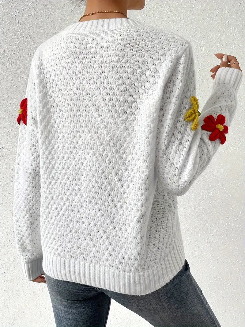 Kaadrie – Knitted 3D Flower Sweater