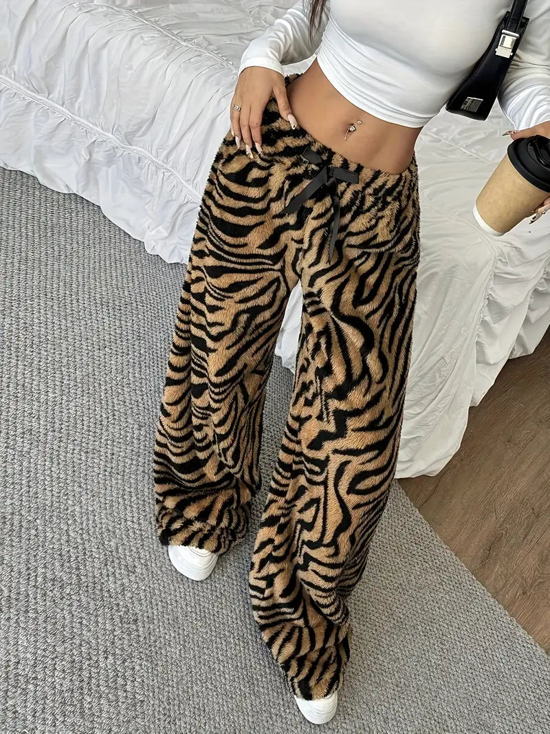 Yeong - Tiger Print Plush Pants