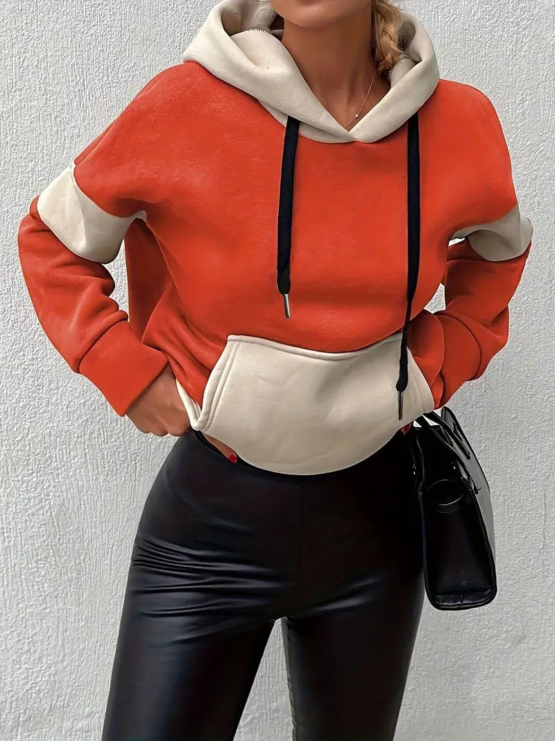 Adelmira – Trendy Cotton Color Block Hoodie