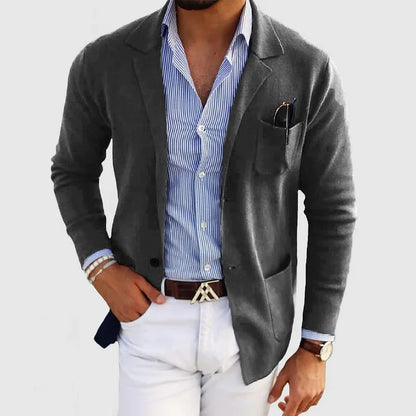 Stylish men's blazer with casual button pockets and lapel collar – Nico