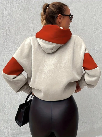 Adelmira – Trendy Cotton Color Block Hoodie