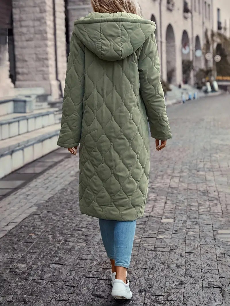 Joie - Cotton quilted coat with hood and long sleeves