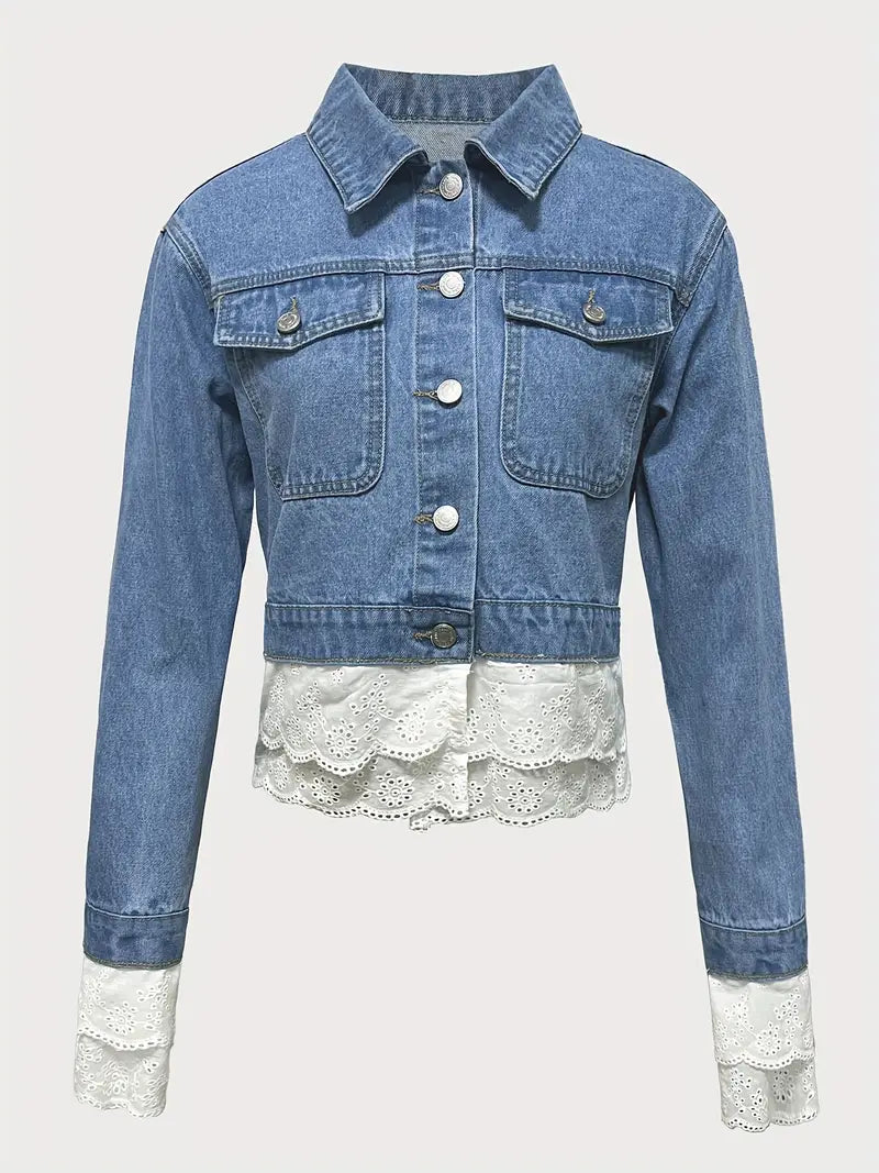 Sonnet – Cotton Denim Lace Jacket