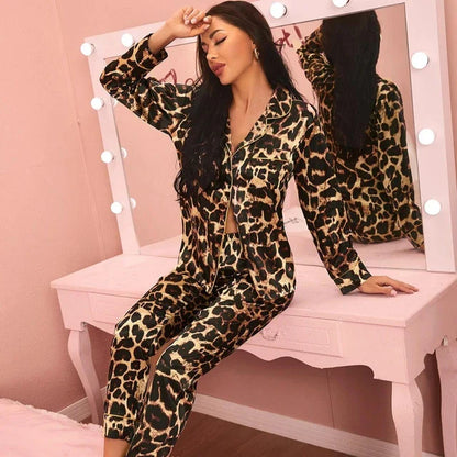 Klara – Leopard Print Satin Pajamas