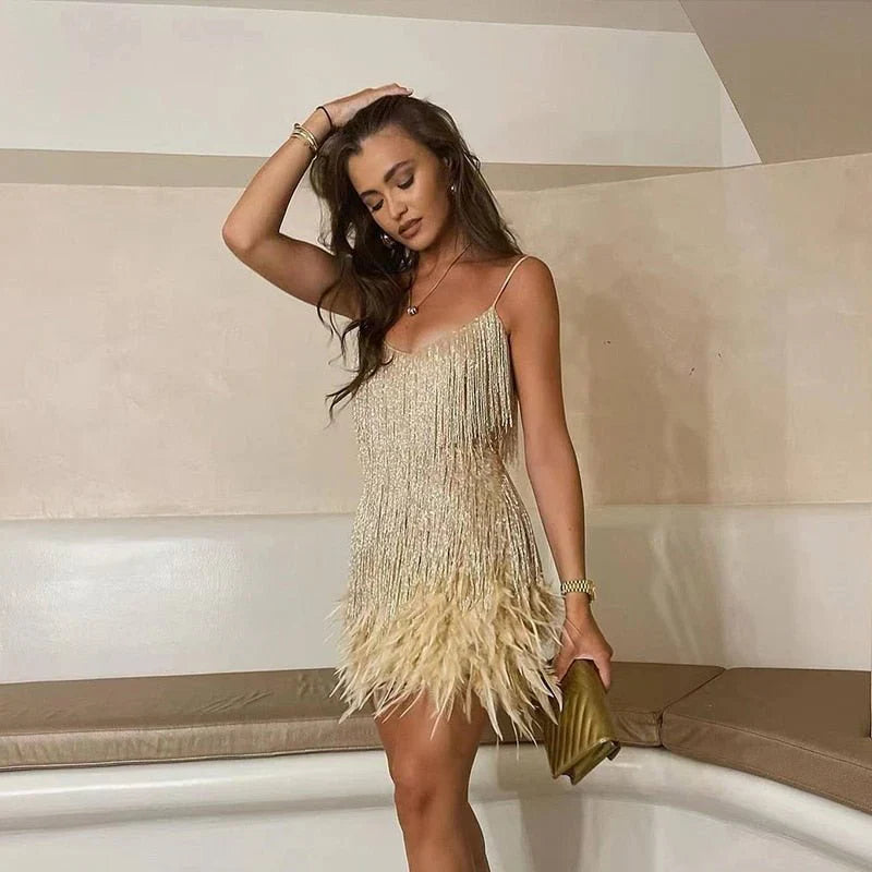 Jiselle – Shiny and Elegant Fringe Mini Dress