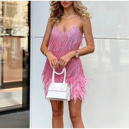 Jiselle – Shiny and Elegant Fringe Mini Dress