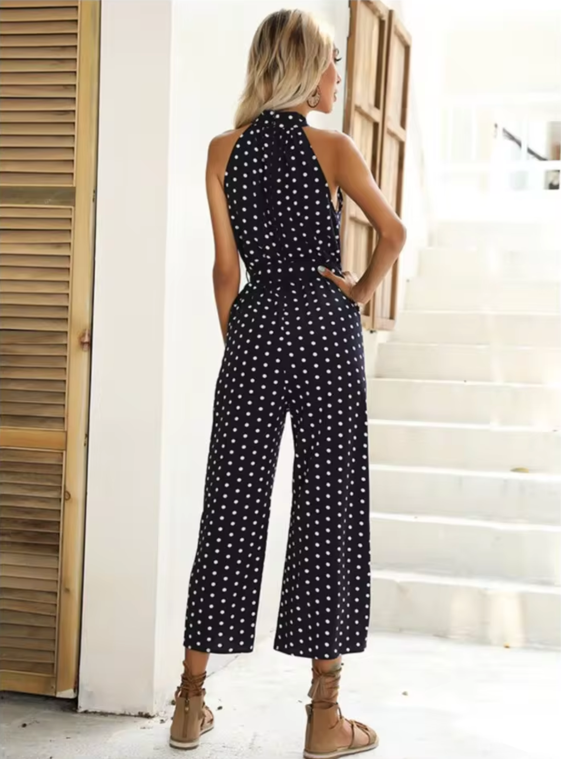 Fiorella - Polka Dot Halter Neck Jumpsuit