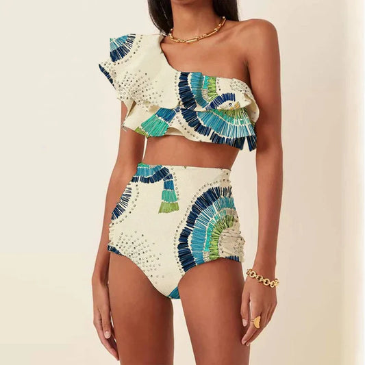 Bea - One-shoulder Bikini Set with Ruffles