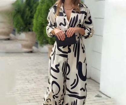 Hanna - Pattern Printed Wide Leg Jumpsuit