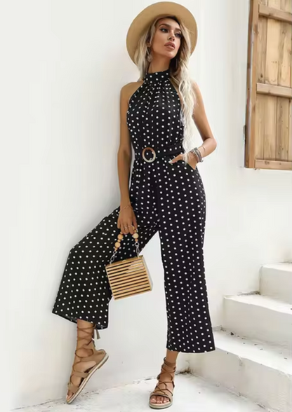 Fiorella - Polka Dot Halter Neck Jumpsuit