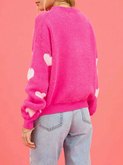 Giselle – Knitted Sweater with Heart Print