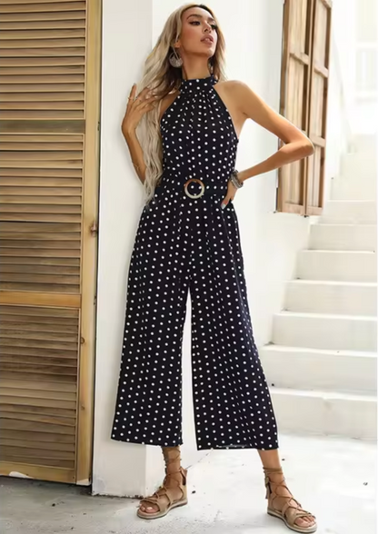 Fiorella - Polka Dot Halter Neck Jumpsuit