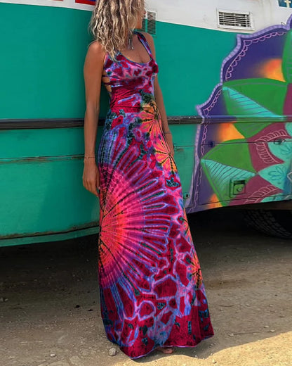 Layiah - Maxi dress with lacing and tie-dye print